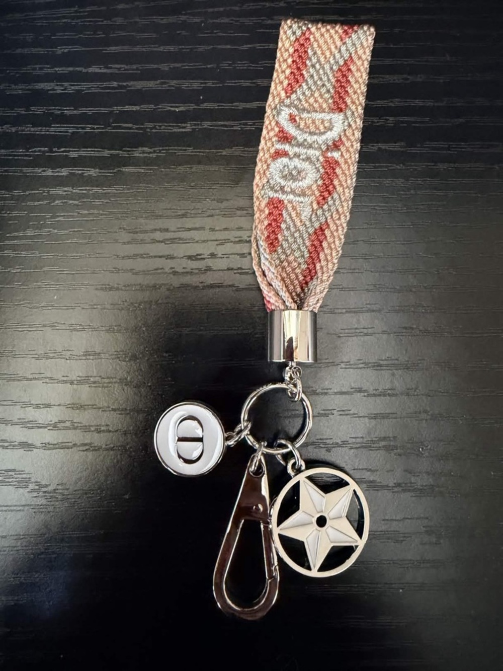 Dior Key Charm Wristlet Keychain with Star Charm